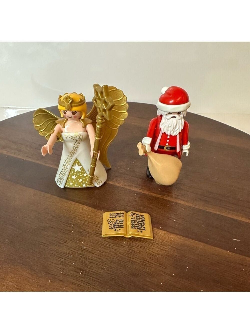 Playmobil Christmas Angel & Santa Claus Figures Set Wings Star Staff Book